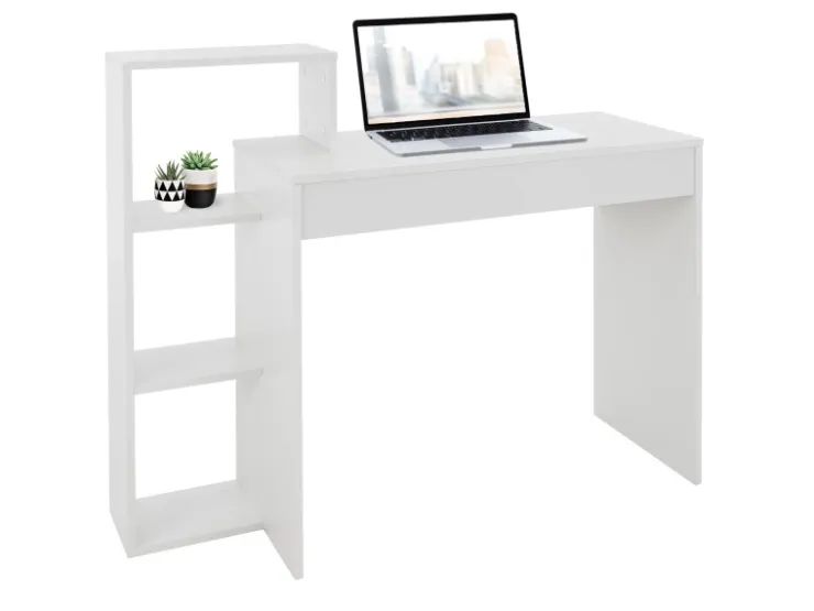 ML-Design Schreibtisch mit Regal 110x72x40 cm aus Holz 2in1 System für Zuhause* Regal Weiß