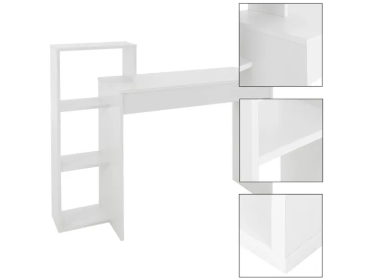 ML-Design Schreibtisch mit Regal 110x72x40 cm aus Holz 2in1 System für Zuhause* Regal Weiß