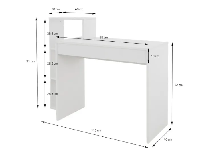 ML-Design Schreibtisch mit Regal 110x72x40 cm aus Holz 2in1 System für Zuhause* Regal Weiß