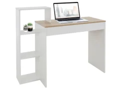 ML-Design Schreibtisch mit Regal Weiß Tischplatte in Sonoma-Eiche 110x72x40 cm* Regal Weiß