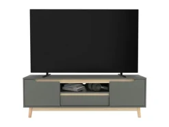 ML-Design TV-Schrank 140x40x46cm Grün-Natur mit 2 Türen für Fernseher bis 65Zoll