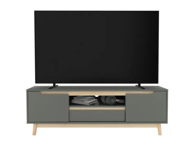 ML-Design TV-Schrank 140x40x46cm Grün-Natur mit 2 Türen für Fernseher bis 65Zoll