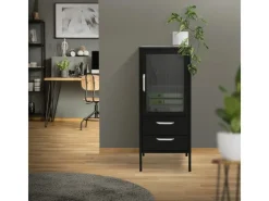 ML-Design Vitrinenschrank 42x102x40 cm Schwarz Metallschrank aus Stahl* Vitrinen