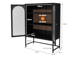 ML-Design Vitrinenschrank 85x120x40 cm Schwarz Metallschrank aus Stahl* Vitrinen