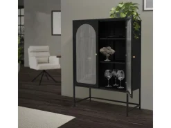 ML-Design Vitrinenschrank 85x120x40 cm Schwarz Metallschrank aus Stahl* Vitrinen