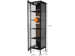 ML-Design Vitrinenschrank 42x175x40 cm Schwarz Schmale Vitrine Stahl* Vasen