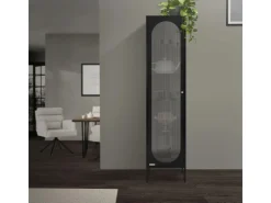 ML-Design Vitrinenschrank 42x175x40 cm Schwarz Schmale Vitrine Stahl* Vasen