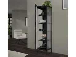 ML-Design Vitrinenschrank 42x175x40 cm Schwarz Schmale Vitrine Stahl* Vasen