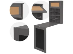ML-Design Wandtisch Klappbar Schreibtisch mit Tafel 8 Fächern und Pinnwand* Pinnwände