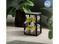 ML-Design Weinregal für 4 Flaschen 24x21x37,5 cm Freistehendes aus Holz Metall* Flaschenregale