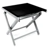 Mojawo Garten Fußhocker ZUSAMMENKLAPPBAR Klapphocker WITTERUNGSBESTÄNDIGES Aluminium WETTERFESTE Gartenmöbel SILBER und SCHWARZ Schwarz
