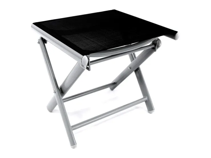 Mojawo Garten Fußhocker ZUSAMMENKLAPPBAR Klapphocker WITTERUNGSBESTÄNDIGES Aluminium WETTERFESTE Gartenmöbel SILBER und SCHWARZ Schwarz