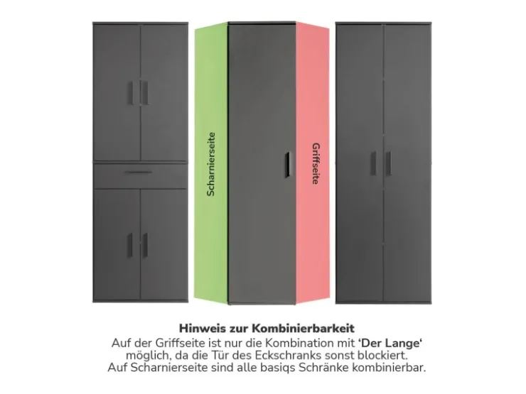 mokebo Eckschrank in Anthrazit Der Lange Schrank Aufbewahrungsschrank oder Mehrzweckschrank* Schränke