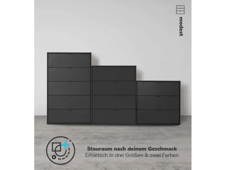 mokebo Kommode mit 3 Schubladen in Anthrazit Die Stilvolle Highboard Anrichte oder Sideboard* Sideboards|Kommode