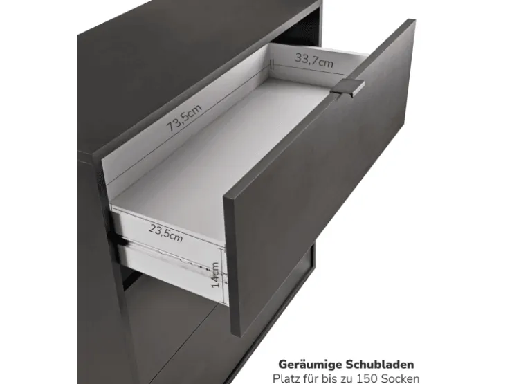 mokebo Kommode mit 3 Schubladen in Anthrazit Die Stilvolle Highboard Anrichte oder Sideboard* Sideboards|Kommode