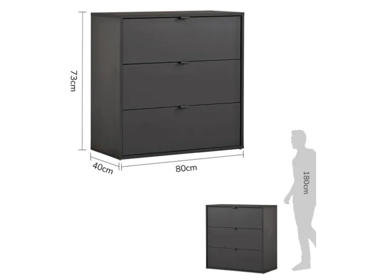mokebo Kommode mit 3 Schubladen in Anthrazit Die Stilvolle Highboard Anrichte oder Sideboard* Sideboards|Kommode