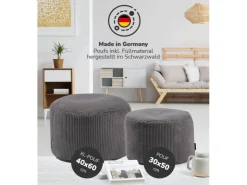 mokebo Pouf oder Sitzhocker aus Cord Der Faule Lenz Fußhocker in mit EPS-Perlen Füllung