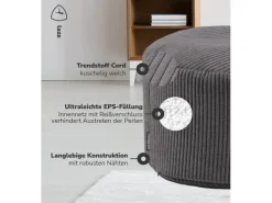 mokebo Pouf oder Sitzhocker aus Cord Der Faule Lenz Fußhocker in mit EPS-Perlen Füllung