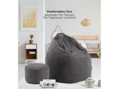 mokebo Pouf oder Sitzhocker aus Cord Der Faule Lenz Fußhocker in mit EPS-Perlen Füllung