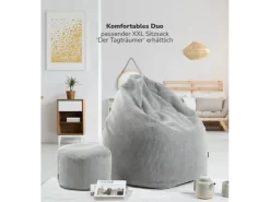 mokebo Pouf oder Sitzhocker aus Cord Der Faule Lenz Fußhocker in mit EPS-Perlen Füllung* Hocker