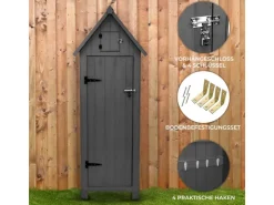 Monstershop Gartenschrank aus Holz Grau Gartenschrank aus Holz – Grau