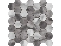Mosaik Aluminium Silver Hexagon 30 cm x 30 cm