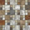 Mosaik Glas & Aluminium Silver Slate Beige Grey 30 cm x 30 cm