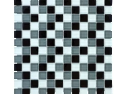 Mosaikmatte Glas Schwarz Grau Weiß 30 cm x 30 cm