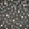 Mosaikmatte Marmor Glas Schwarz mit Edelstahl 29,7 cm x 29,7 cm