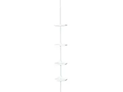 MSV Eck-Duschregal Kunststoff 4 Ablagen Höhenverstellbar 24 x 24 x 260 cm Weiß
