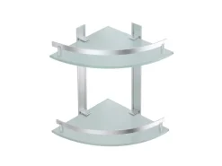 MSV Eck-Duschregal Tabarca Alu & Glas 24 cm x 24 cm x 30 cm