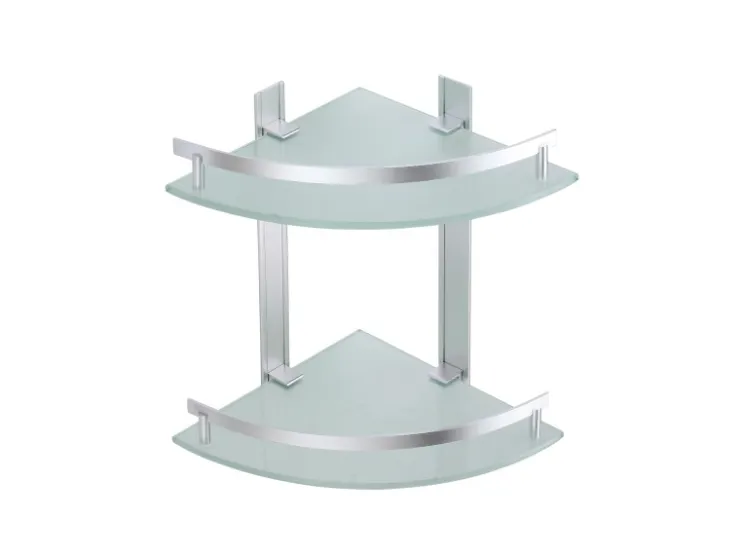 MSV Eck-Duschregal Tabarca Alu & Glas 24 cm x 24 cm x 30 cm