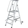 MUNK Aluminium-Stehleiter mit Rollen und Griff 4 Stufen* Klapptritte