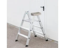 MUNK Klapptritt Beidseitig Begehbar Alu Natur 4 Stufen 2,99m AH* Klapptritte