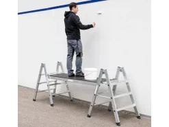 MUNK Klapptritt Beidseitig Begehbar Alu Natur 4 Stufen 2,99m AH* Klapptritte
