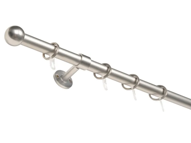 mydeco Gardinenstange-Komplettset 2in1 ausziehbar Edelstahl-Optik 160-280cm