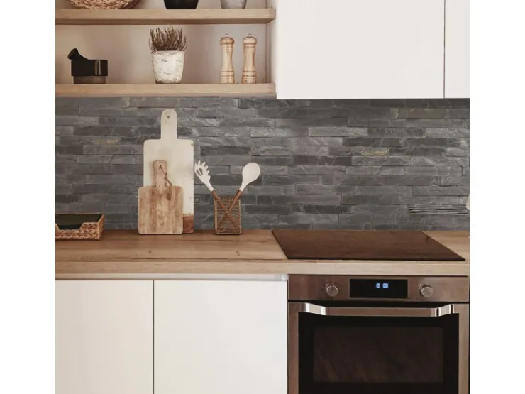MySpotti Küchenrückwand Profix Cucina Black Bricks 160 x 60 cm Steingrau* Klebefolien