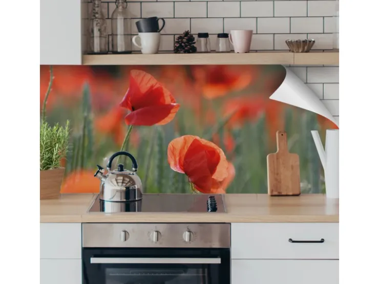 Myspotti Küchenrückwandfolie Mohn Selbstklebend 220 cm x 60 cm* Klebefolien