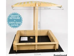 needs&wants Holz Sandkasten mit Dach Sunplaya4