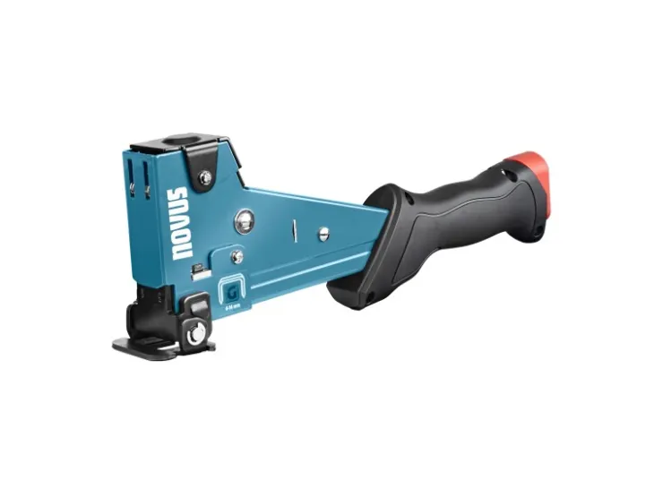 Novus Tools Hammertacker J-055 6–14 mm Typ G Premium-Tacker für Flachdrahtklammern mit Prallplatte für Oberflächenschutz 030-0454* Tapezierzubehör