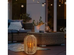 Näve Dekoleuchte Korb Natur 32,5 cm inkl. LED-Solar-Kerze* Laternen