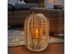 Näve Dekoleuchte Korb Natur 32,5 cm inkl. LED-Solar-Kerze* Laternen