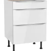 Optifit Küchen-Unterschrank mit 3 Auszügen Arvid986 60 cm x 87 cm x 58,4 cm Weiß* Weißlacke