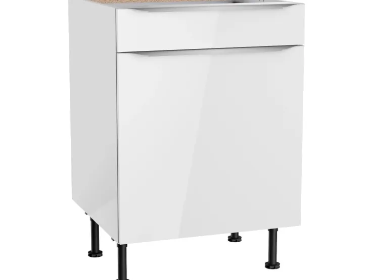 Optifit Küchen-Unterschrank Arvid986 60 cm x 87 cm x 58,4 cm Weiß* Weißlacke
