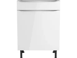 Optifit Küchen-Unterschrank Arvid986 60 cm x 87 cm x 58,4 cm Weiß* Weißlacke
