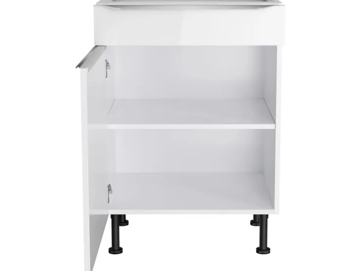 Optifit Küchen-Unterschrank Arvid986 60 cm x 87 cm x 58,4 cm Weiß* Weißlacke
