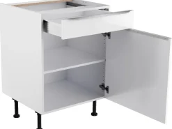 Optifit Küchen-Unterschrank Arvid986 60 cm x 87 cm x 58,4 cm Weiß* Weißlacke