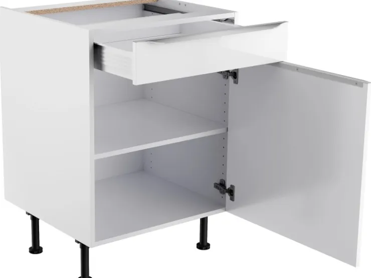 Optifit Küchen-Unterschrank Arvid986 60 cm x 87 cm x 58,4 cm Weiß* Weißlacke