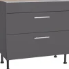 Optifit Küchen-Unterschrank mit 2 Auszügen Ingvar420 90 cm Anthrazit Matt