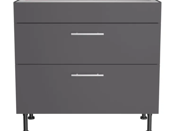 Optifit Küchen-Unterschrank mit 2 Auszügen Ingvar420 90 cm Anthrazit Matt